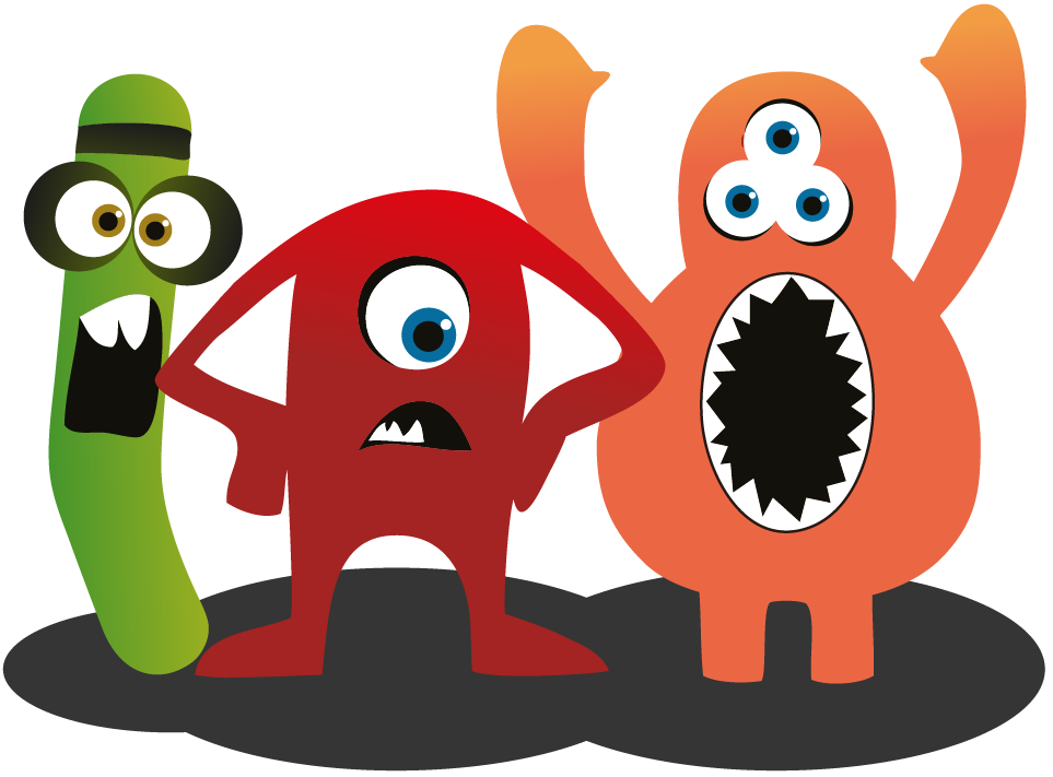 The 3 original software testing club monsters standing in camaraderie, hoping you want to learn more about them and Ministry of Testing